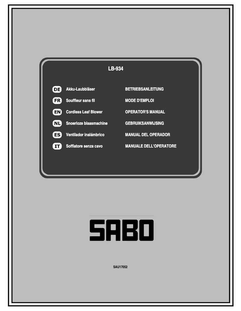 Page 1 de la notice Manuel utilisateur SABO LB-934
