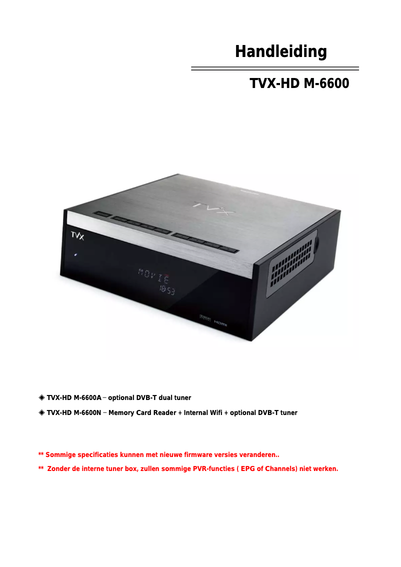 Page 1 de la notice Manuel utilisateur TViX HD M-6600