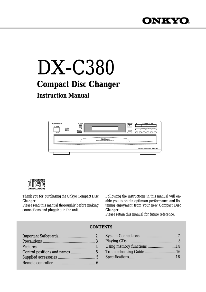 Image de la première page du manuel de l'appareil DX-C380