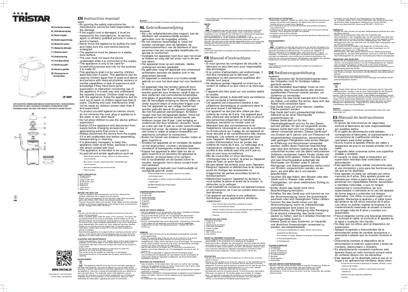 Page 1 de la notice Manuel utilisateur TriStar CP-3009