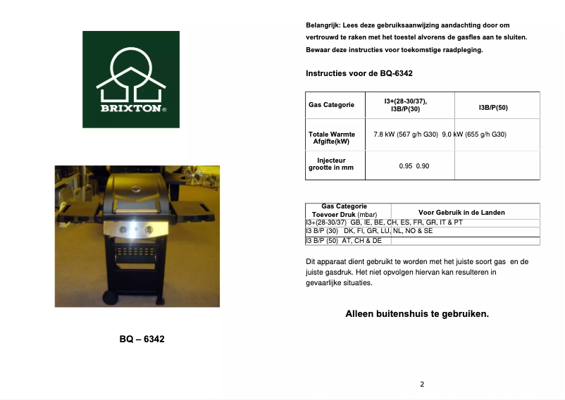 Page n°1 - Manuel utilisateur TriStar BQ-6342