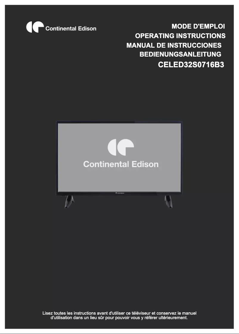 Page 1 de la notice Manuel utilisateur Continental Edison CELED32S0716B3