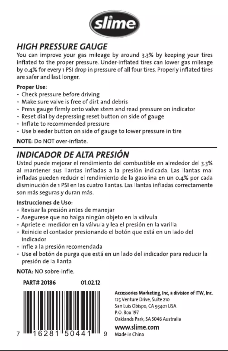 Page 1 de la notice Manuel utilisateur Slime 20186