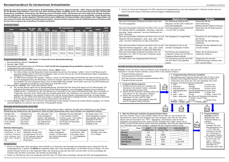Page 1 de la notice Manuel utilisateur Reely Sky-series-12A