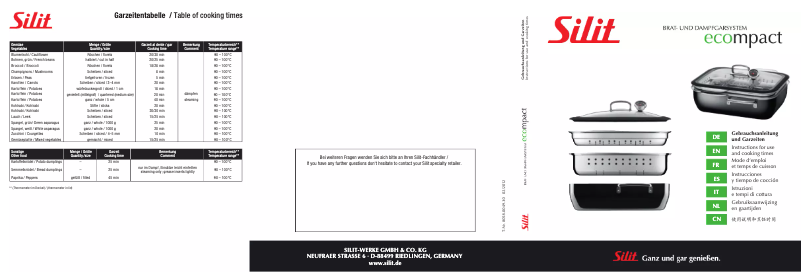 Page 1 de la notice Manuel utilisateur Silit 21.3628.4789