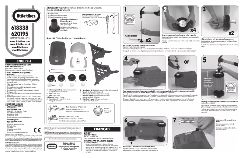 Page 1 de la notice Manuel utilisateur Little Tikes Cozy Coupe Shopping Cart Princess