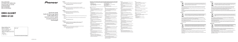 Page n°1 - Guide de démarrage rapide Pioneer DMH-G220BT