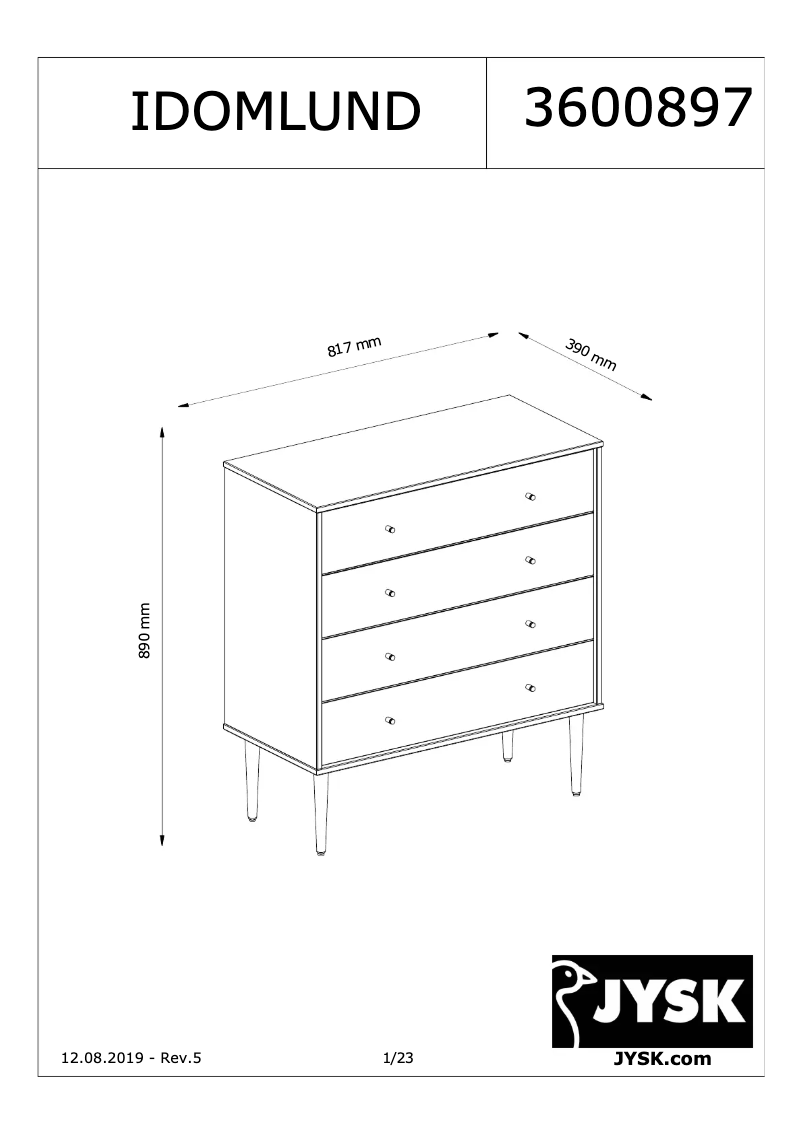Page 1 de la notice Manuel utilisateur JYSK Idomlund
