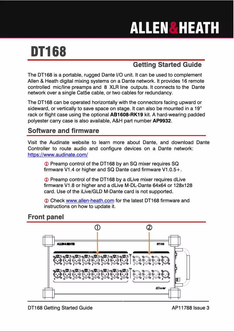 Página 1 del manual Manual de usuario Allen & Heath DT168