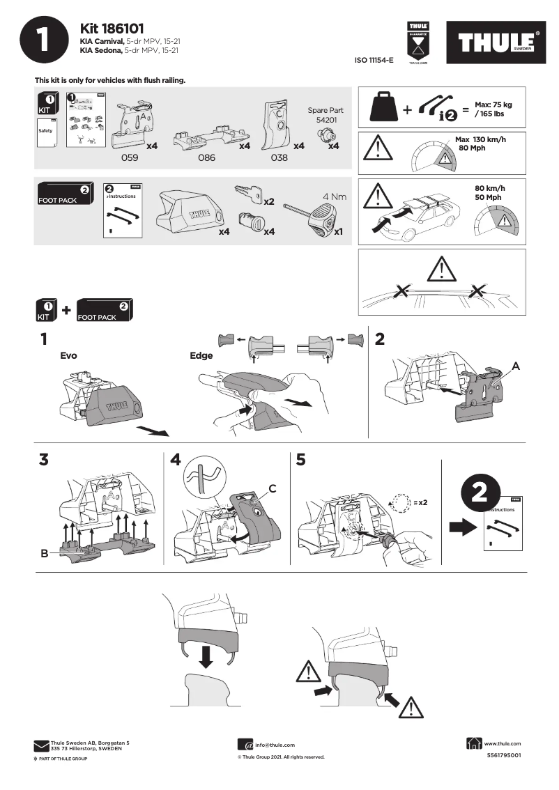 Page n°1 - Manuel utilisateur Thule Kit 186101