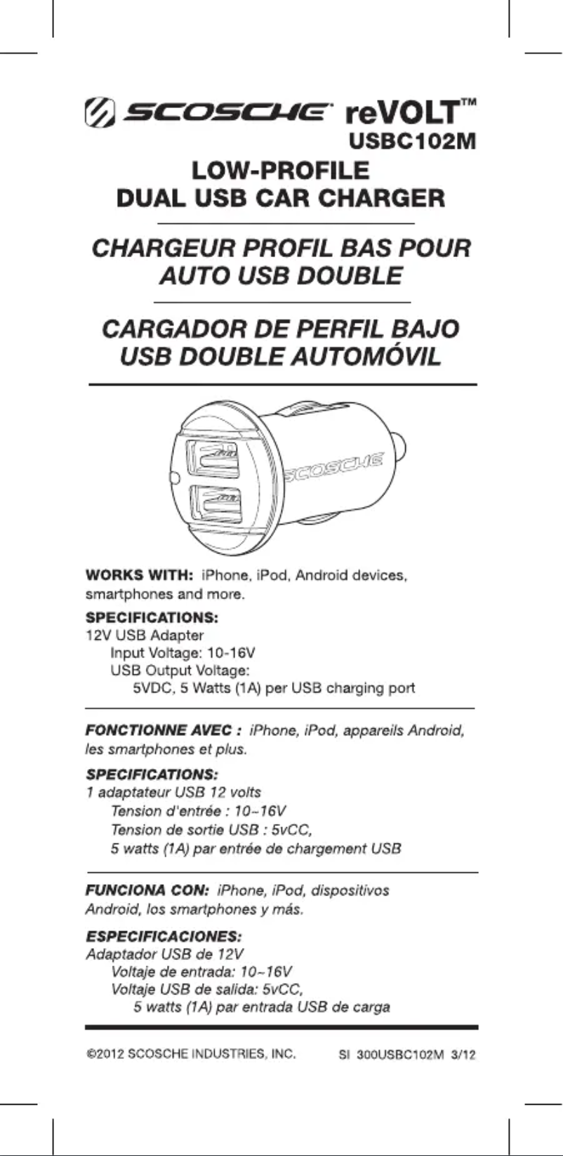 Page 1 of the manual User Manual Scosche USBC102M