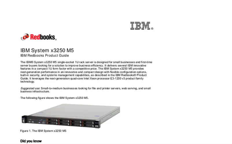 Page n°1 - Manuel utilisateur IBM System x 3250 M5