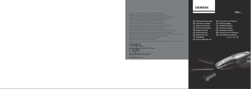 Page n°1 - Manuel utilisateur Siemens VK40B01