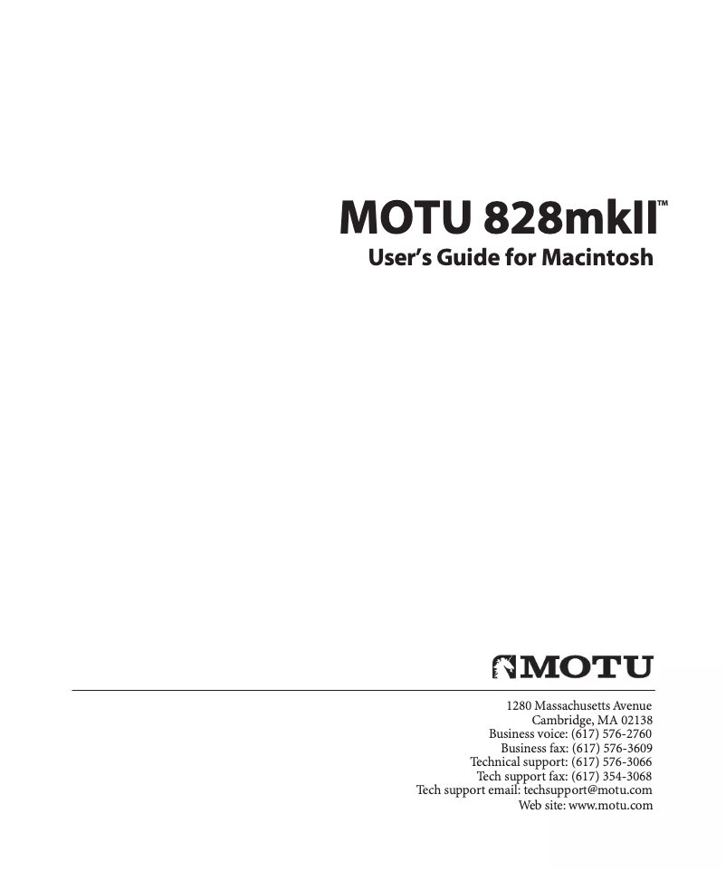 Page n°1 - Manuel utilisateur Motu 828mkII FW