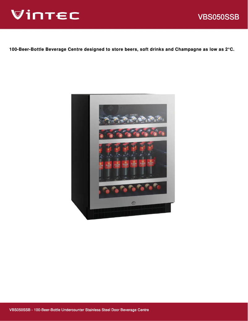 Page 1 de la notice Fiche technique Vintec VBS050SSB
