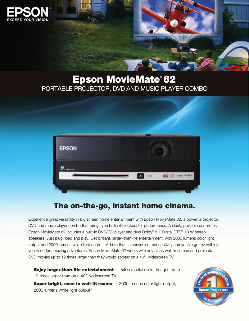 Page 1 de la notice Brochure Epson MovieMate 62