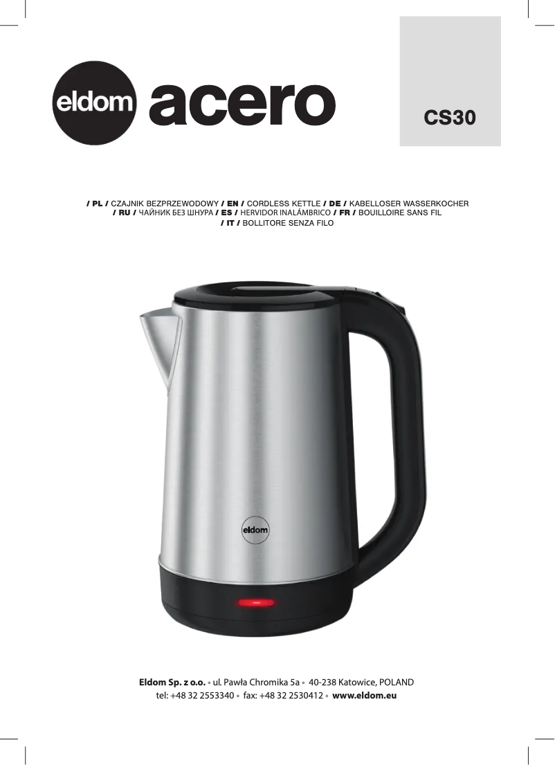 Page n°1 - Manuel utilisateur Eldom Acero CS30