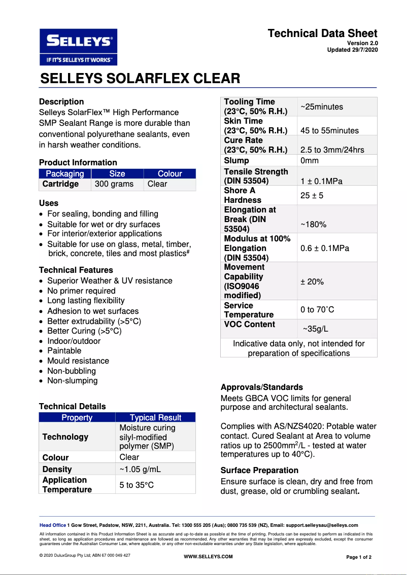 Página 1 del manual Manual de usuario Selleys SolarFlex Clear