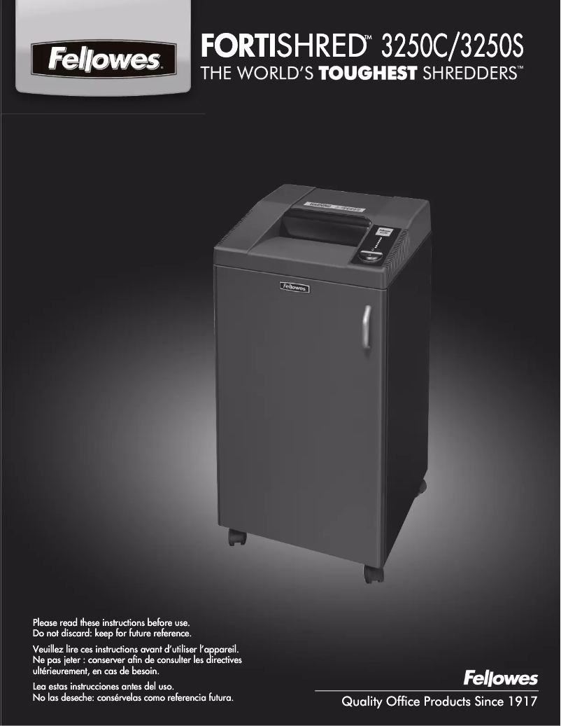Page n°1 - Manuel utilisateur Fellowes Fortishred 3250S