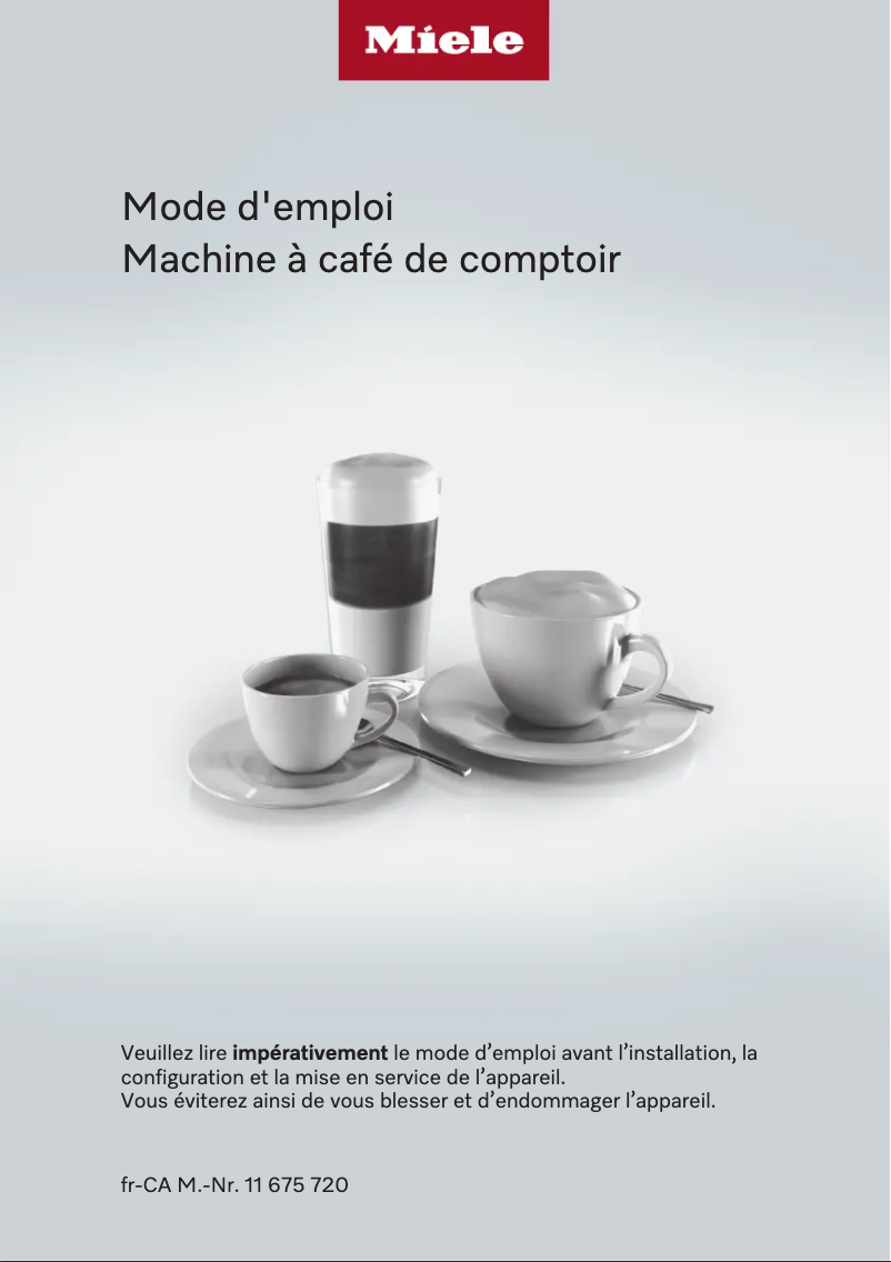 Page n°1 - Manuel utilisateur Miele MilkPerfection CM 6160