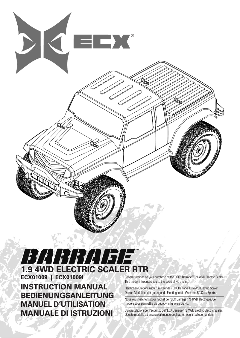 Page 1 de la notice Manuel utilisateur ECX 1.9 4WD Barrage ECX01009