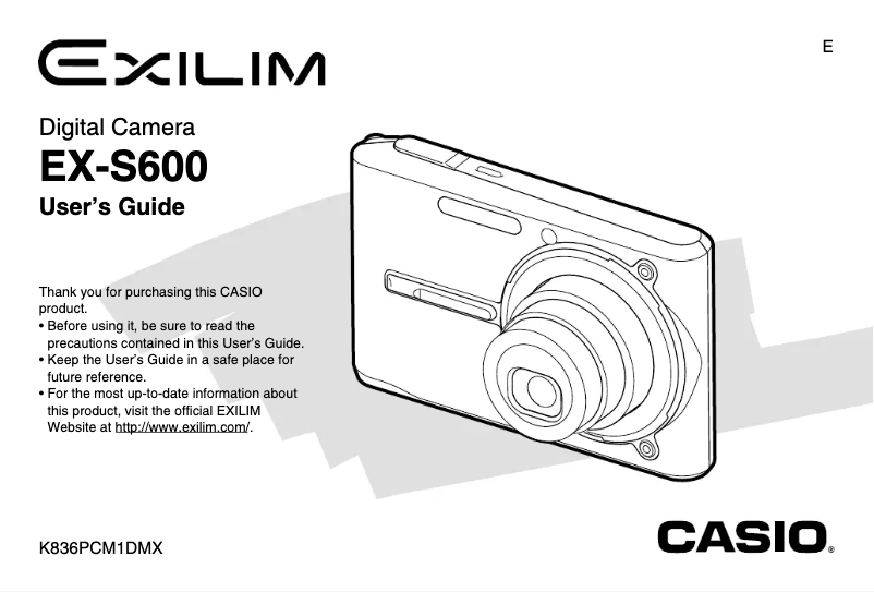 Image de la première page du manuel de l'appareil Exilim EX-S600D