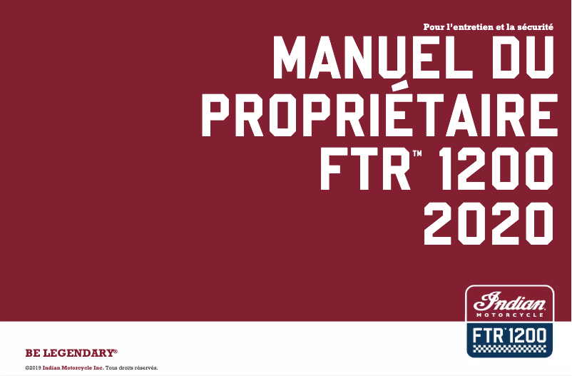 Image de la première page du manuel de l'appareil FTR 1200 (2020)