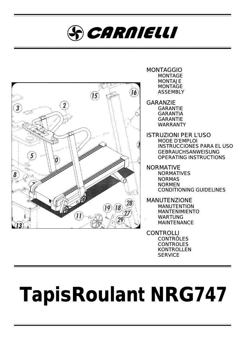 Page 1 de la notice Manuel utilisateur Carnielli NRG 747
