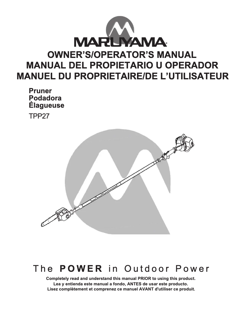 Page 1 de la notice Manuel utilisateur Maruyama TPP27