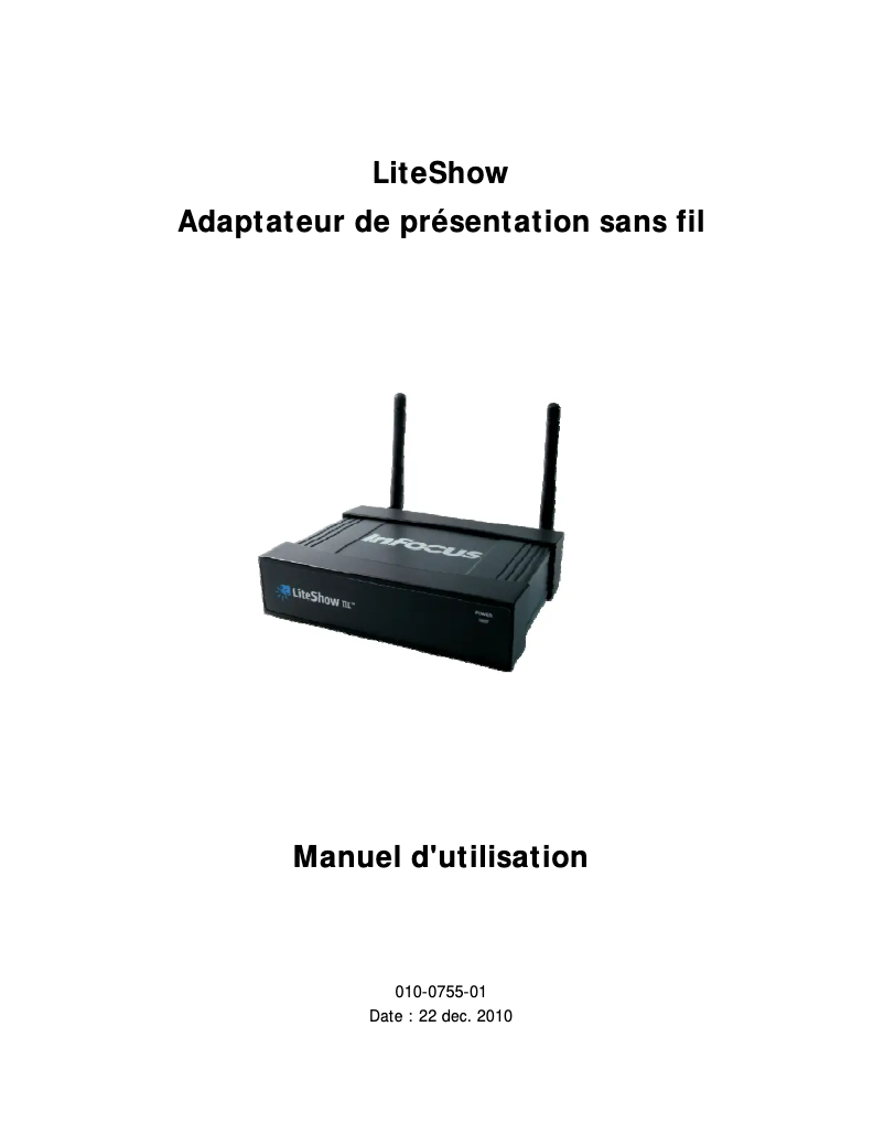 Page 1 de la notice Manuel utilisateur InFocus LiteShow III