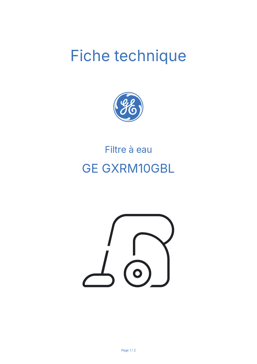 Page n°1 - Fiche technique GE GXRM10GBL