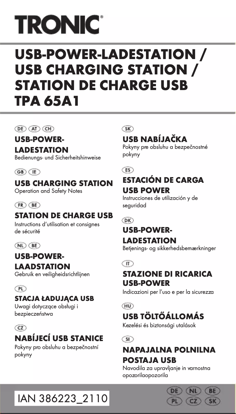 Page 1 de la notice Manuel utilisateur Tronic HG07784