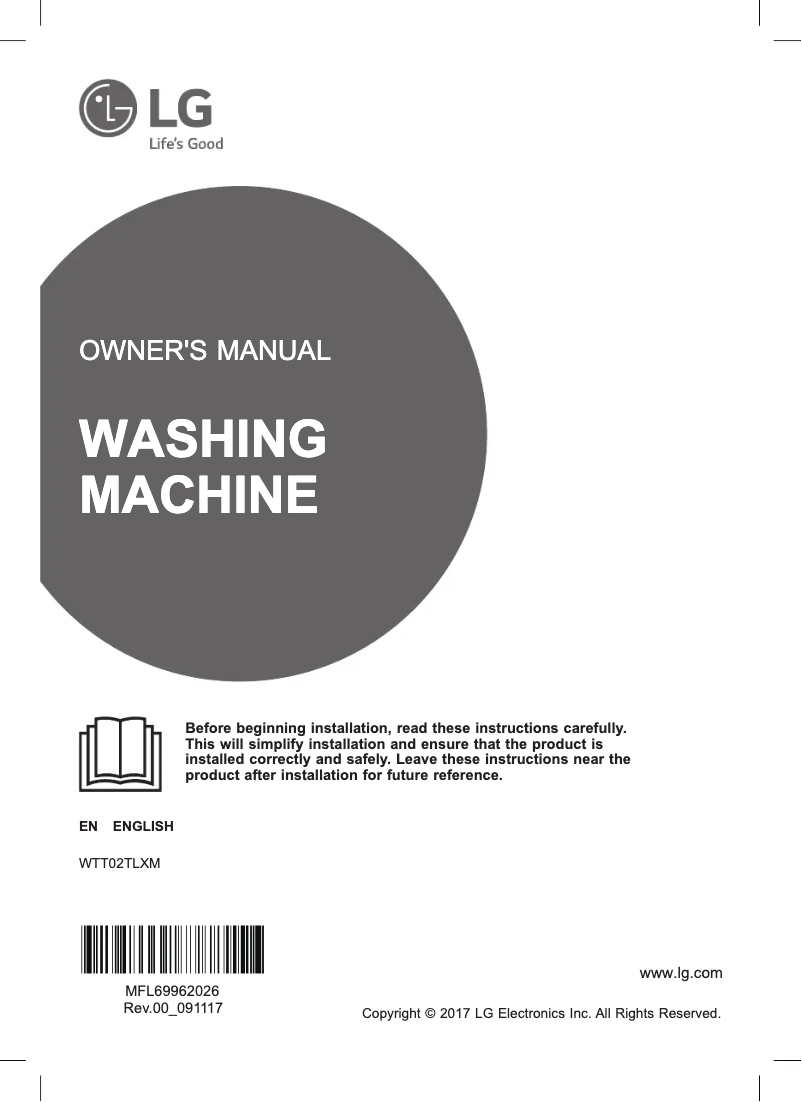 Page 1 de la notice Manuel utilisateur LG WTT02TLXM