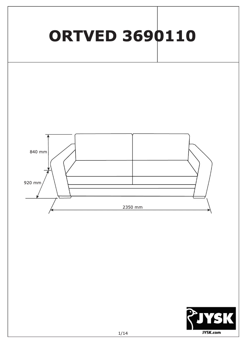 Page n°1 - Manuel utilisateur JYSK Ortved