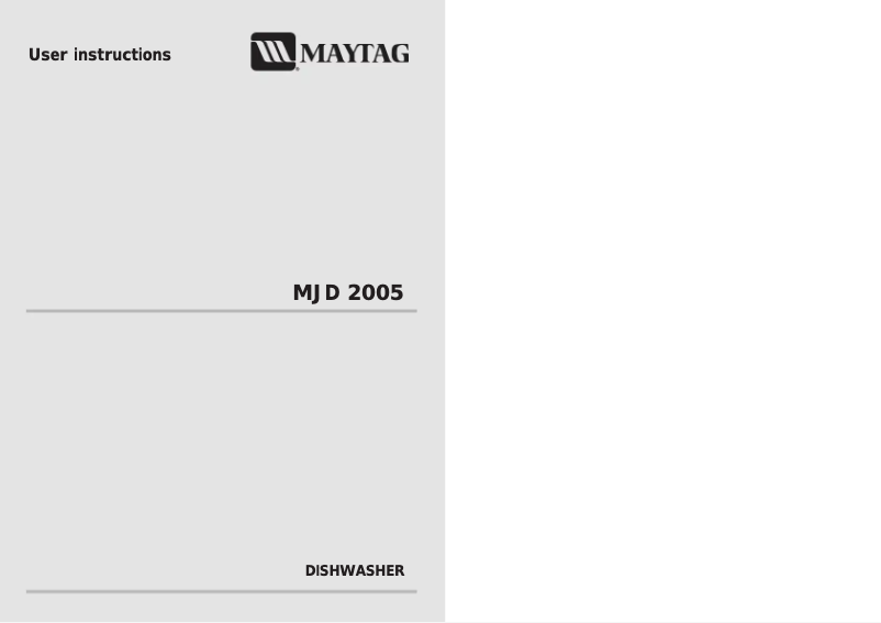 Page n°1 - Manuel utilisateur Maytag MJD2005AAS