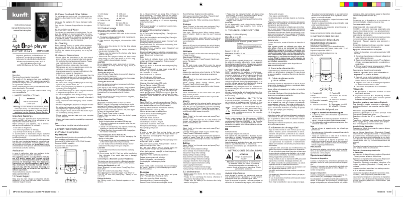 Page n°1 - Manuel utilisateur Kunft KTMP4063