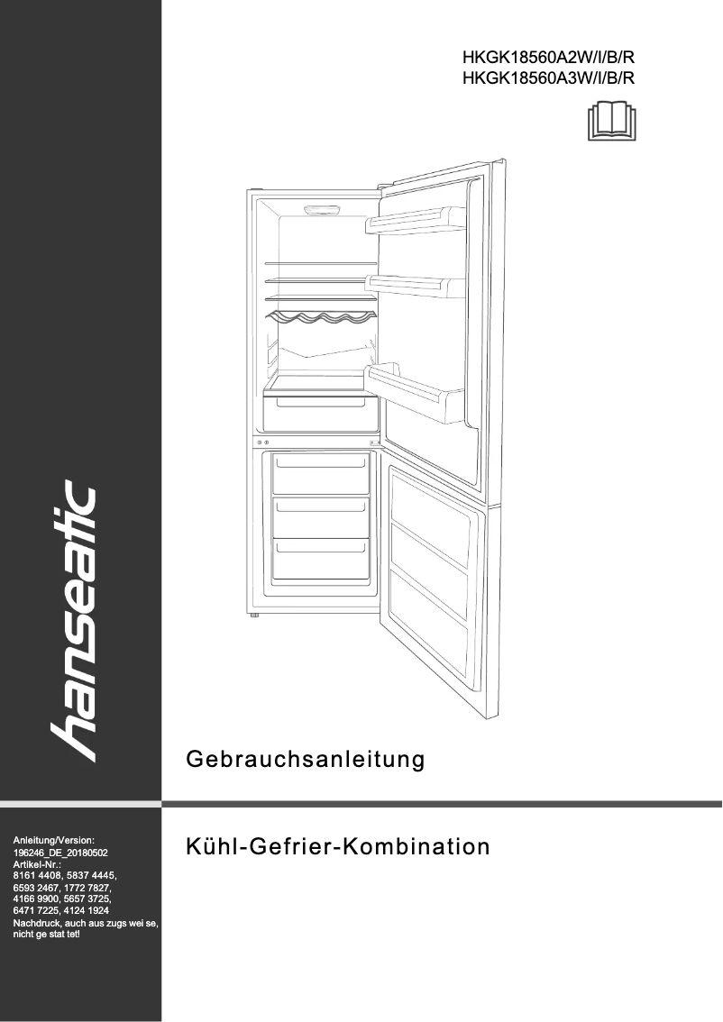 Image de la première page du manuel de l'appareil HKGK18560A2R