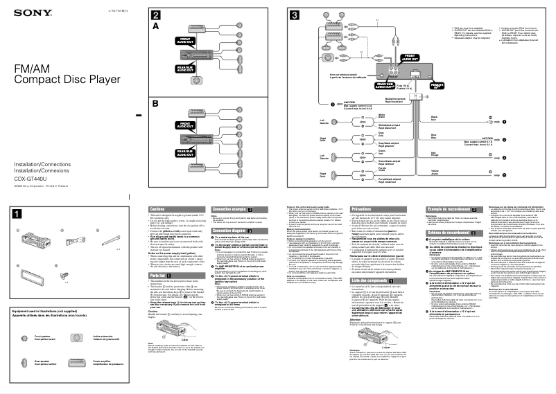 Page 1 de la notice Guide d'installation Sony CDX-GT440U
