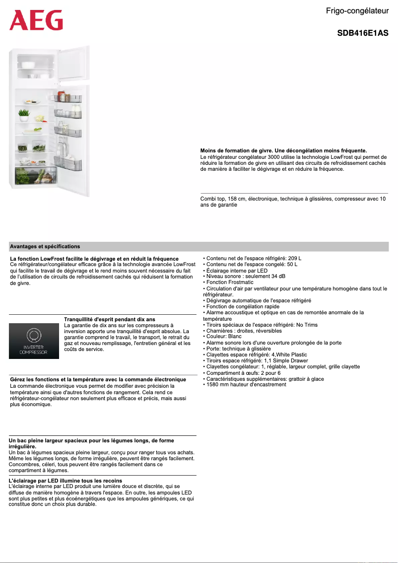 Image de la première page du manuel de l'appareil SDB416E1AS