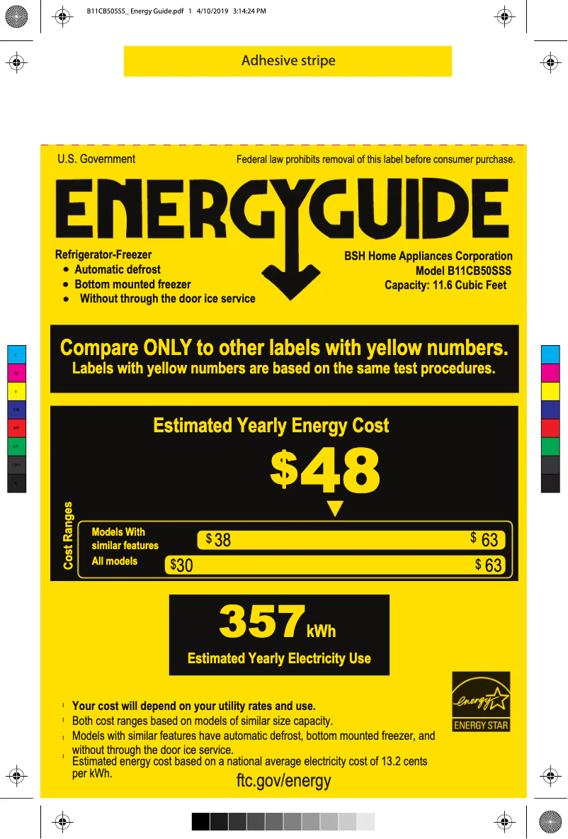 Page 1 of the manual Energy Label Bosch B11CB50SSS
