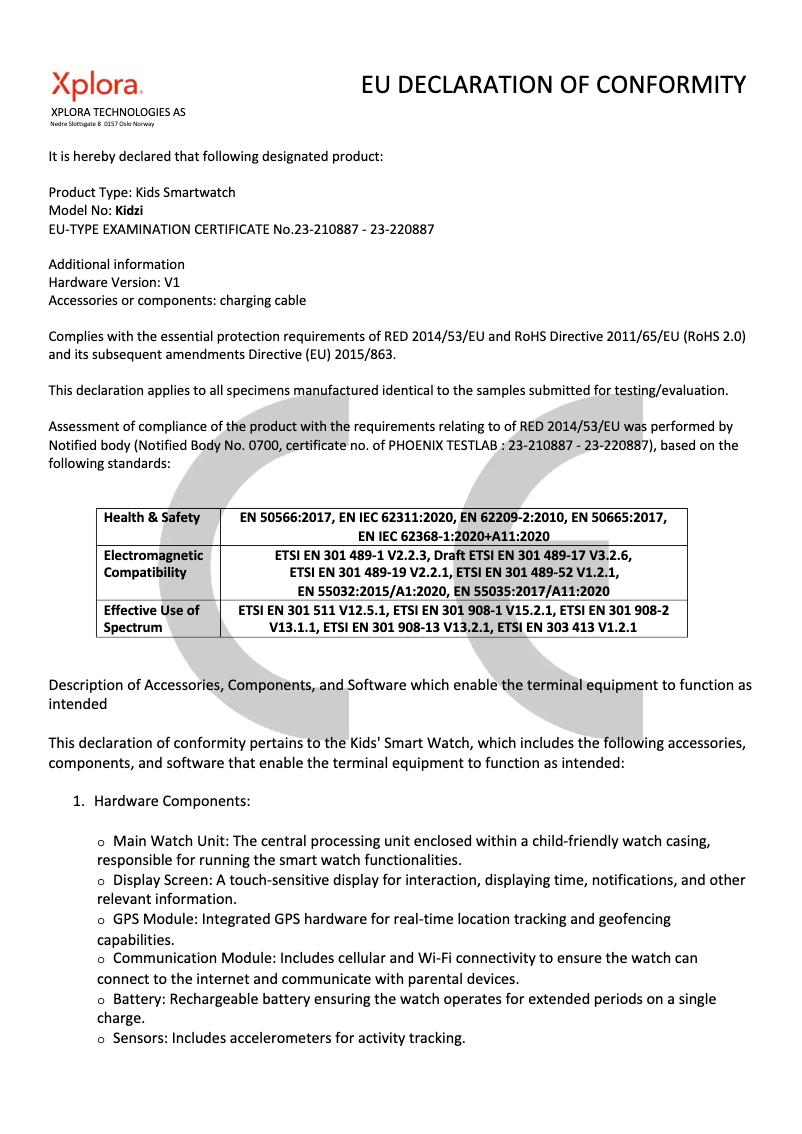 Página 1 del manual Ficha técnica Xplora Kidzi