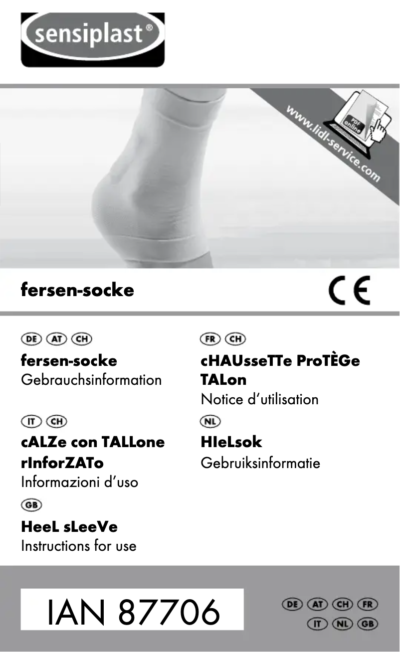 Page n°1 - Manuel utilisateur Sensiplast IAN 87706