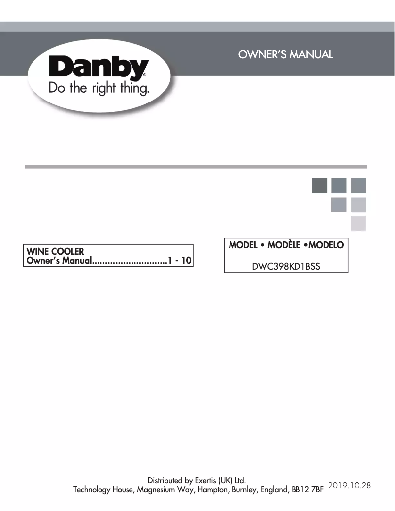 Página 1 del manual Manual de usuario Danby DWC398KD1BSS