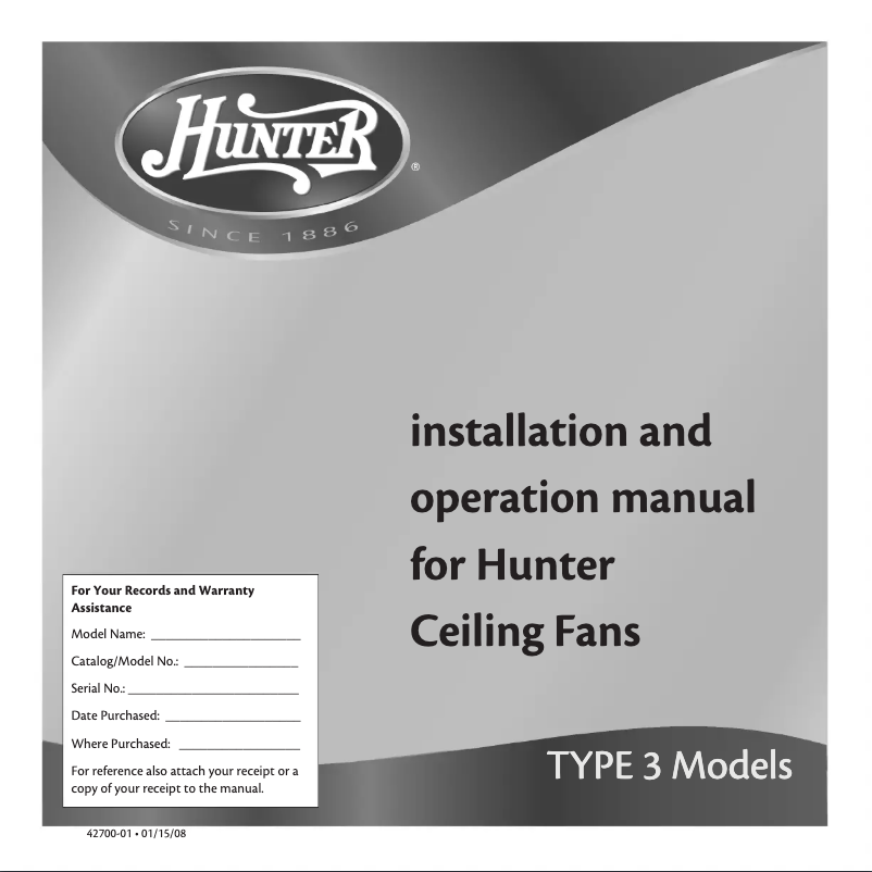 Page 1 de la notice Manuel utilisateur Hunter Palermo 21627