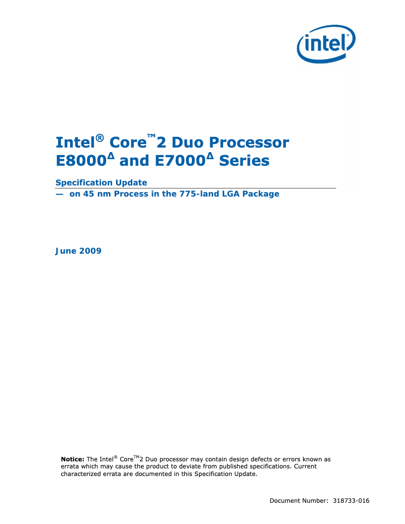 Image de la première page du manuel de l'appareil Core 2 Duo E7300