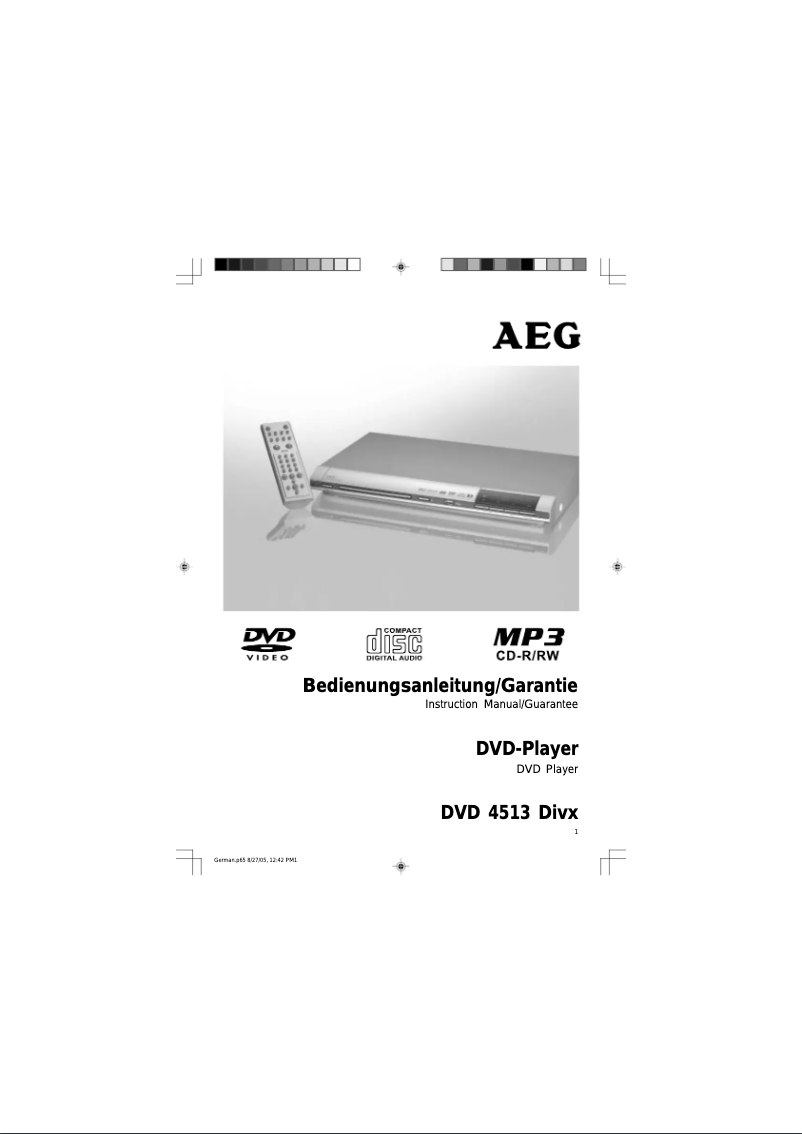 Image de la première page du manuel de l'appareil DVD 4513 DIVX