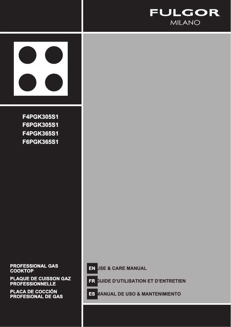 Page 1 de la notice Manuel utilisateur Fulgor Milano F4PGK305S1