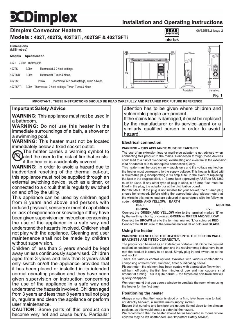 Image de la première page du manuel de l'appareil 402TSFTi