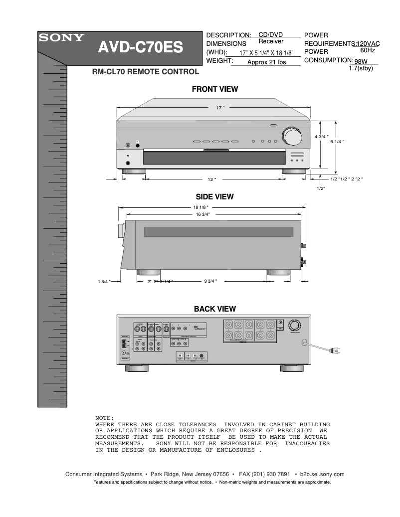 Page 1 de la notice Guide d'installation Sony AVD-C70ES