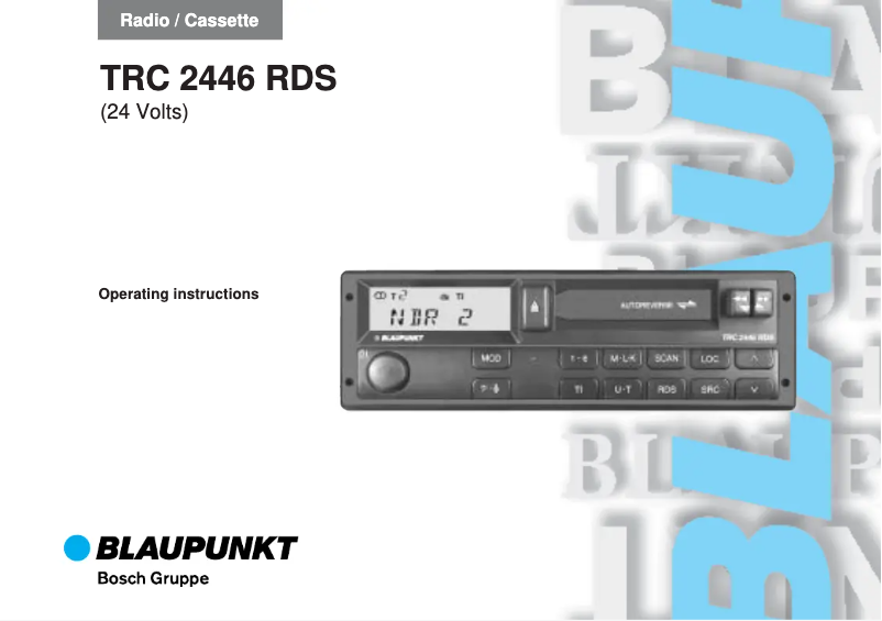 Page 1 de la notice Manuel utilisateur Blaupunkt TRC 2446 RDS